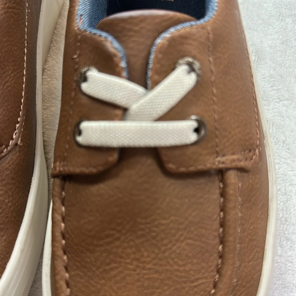 Old Navy Boys Cognac Slip-on Mock Lace Prep Shoes Size 2 Preowned